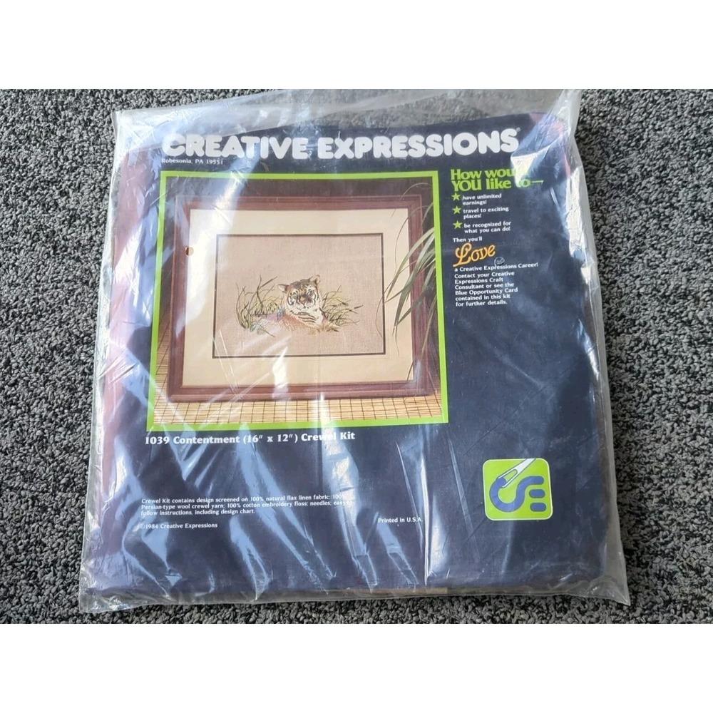 Vintage CREATIVE EXPRESSIONS Needlepoint Stitch Kit CONTENTMENT 16‎ X 12"